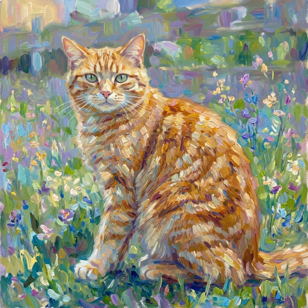 A cat as a impressionist portrait