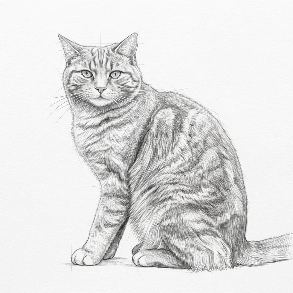 A cat as a pencil sketch portrait