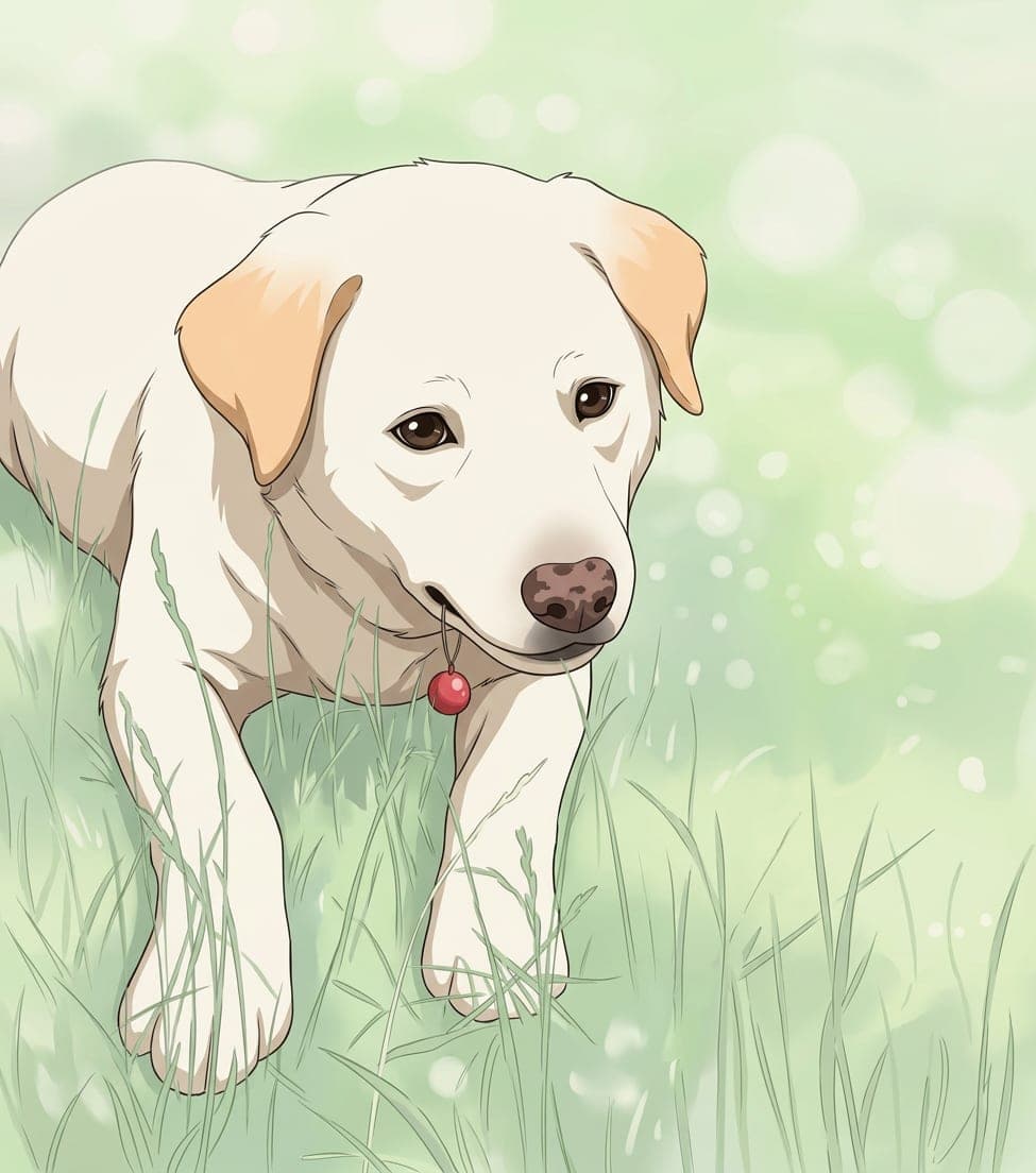 A dog in anime