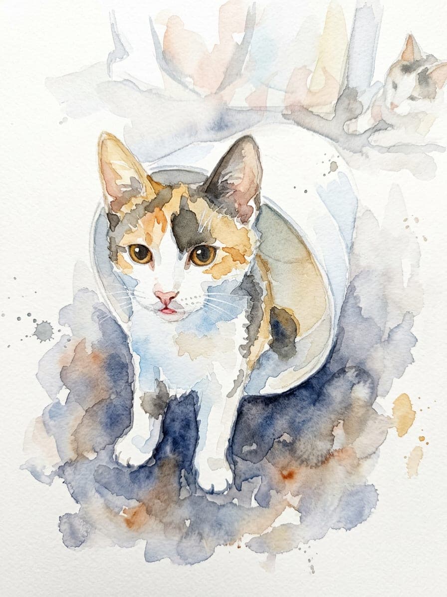 A cat in watercolour