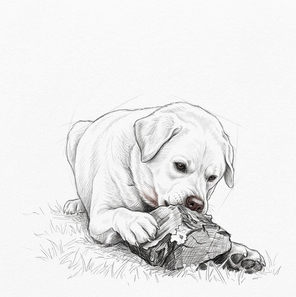 A dog in pencil sketch