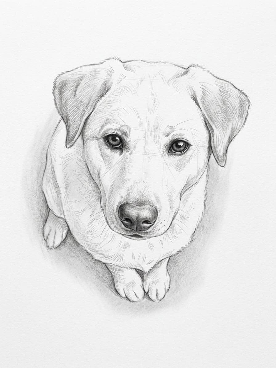 A dog in pencil sketch