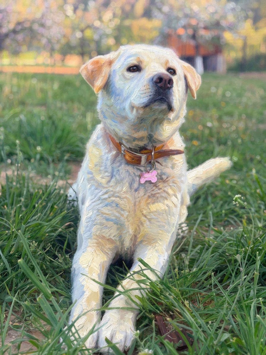 A dog in impressionist