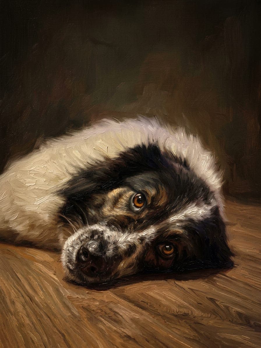 A dog in oil painting