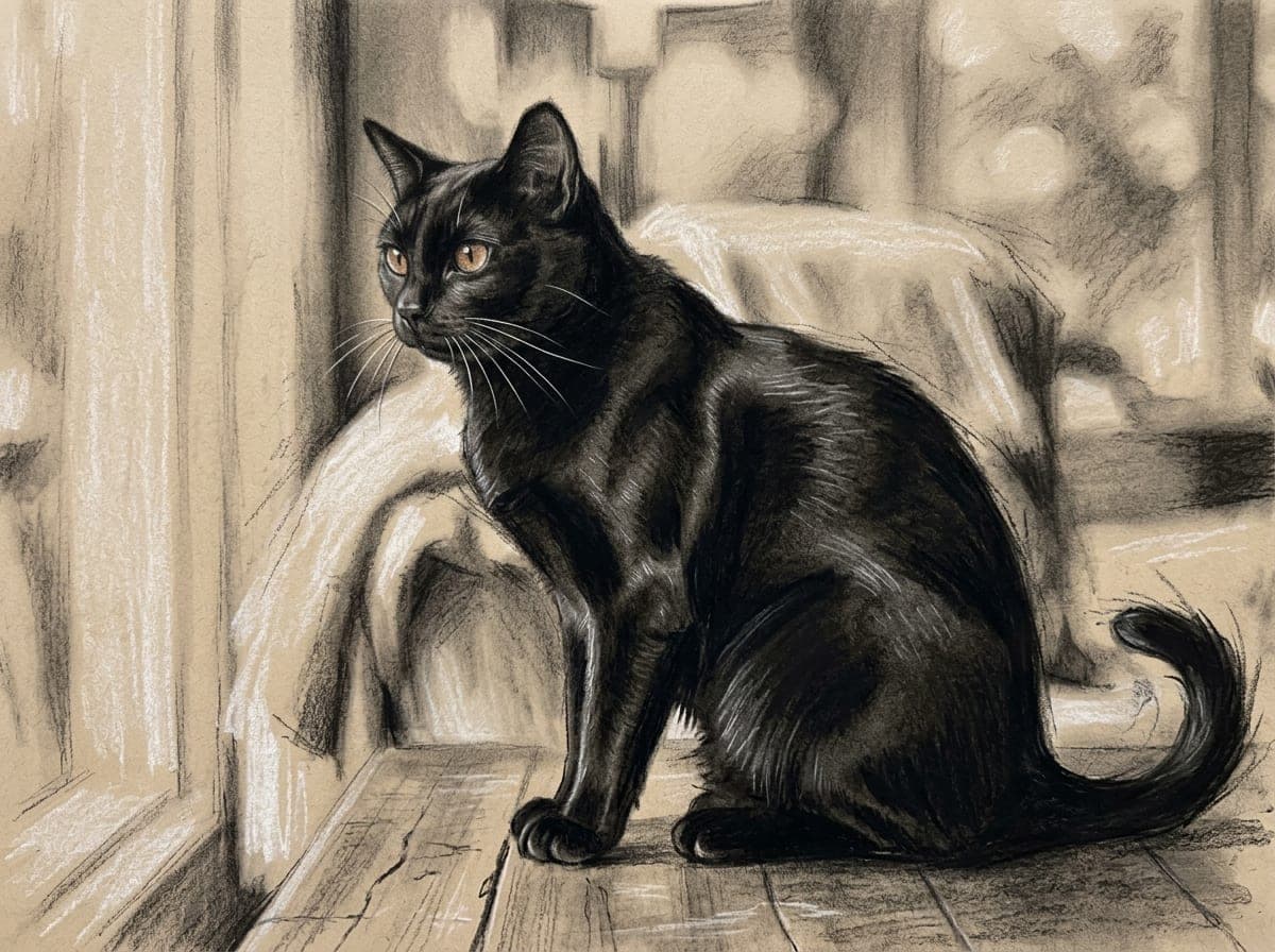 A cat in charcoal
