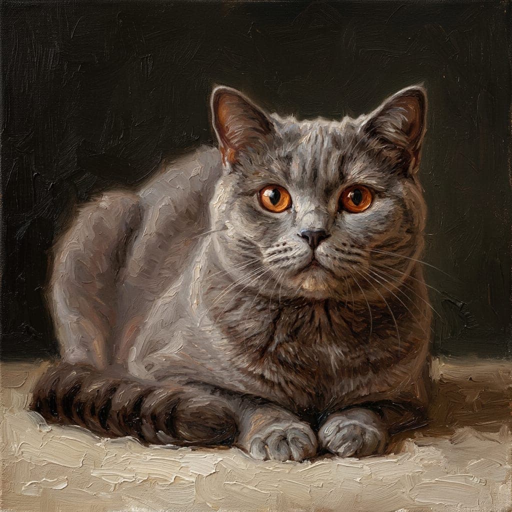 The same cat as a oil painting portrait