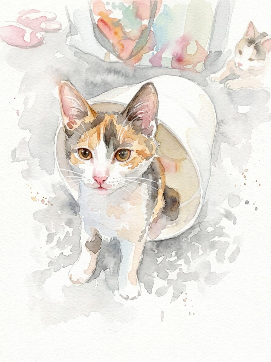 The same cat as a watercolour portrait