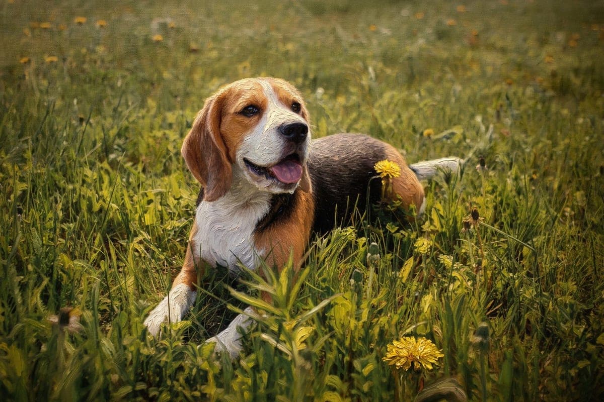 The same dog as a oil painting portrait
