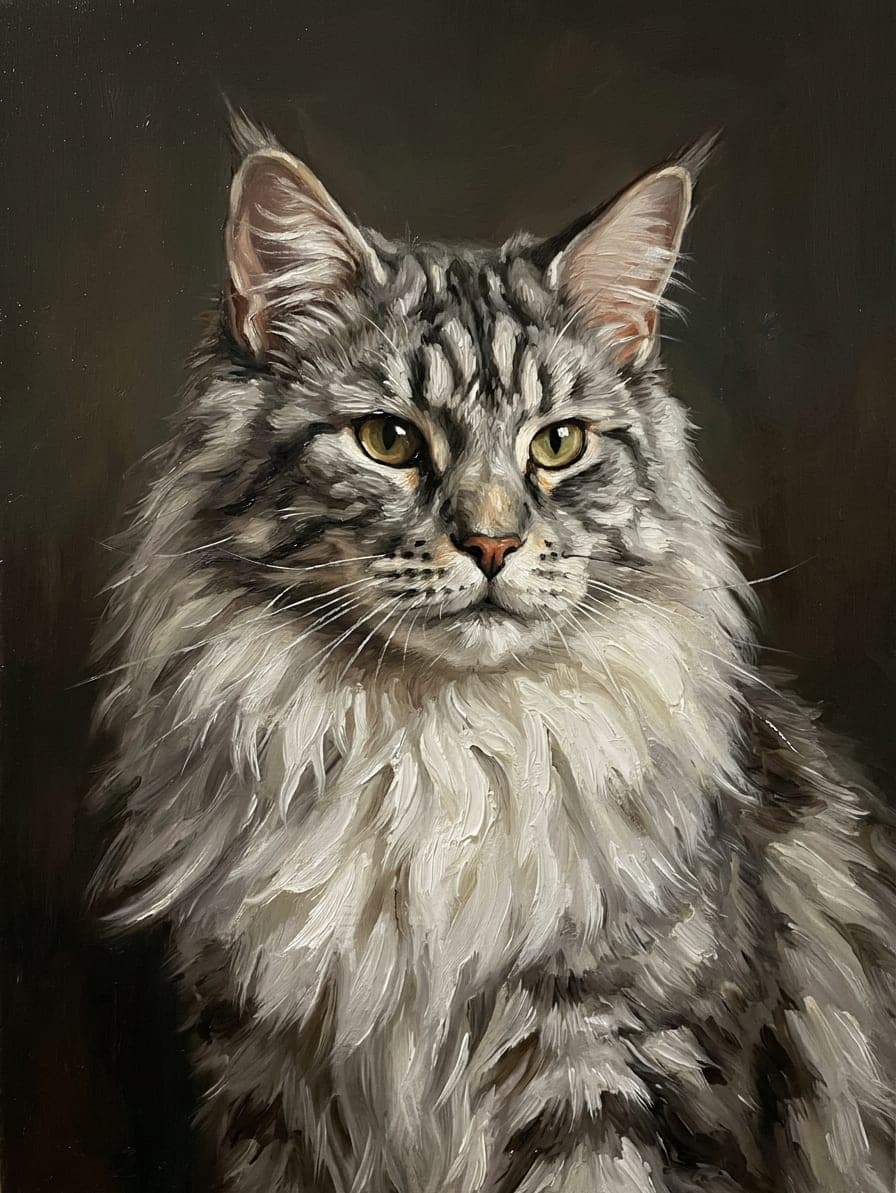 The same cat as a oil painting portrait