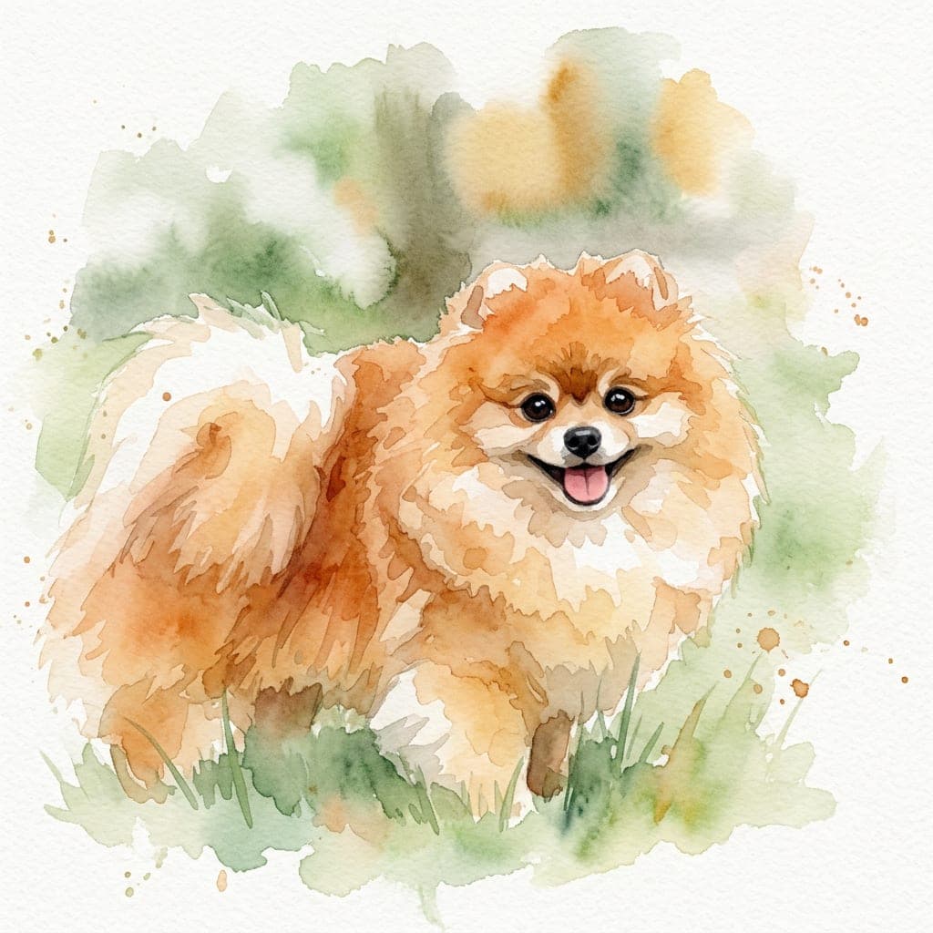 The same dog as a watercolour portrait