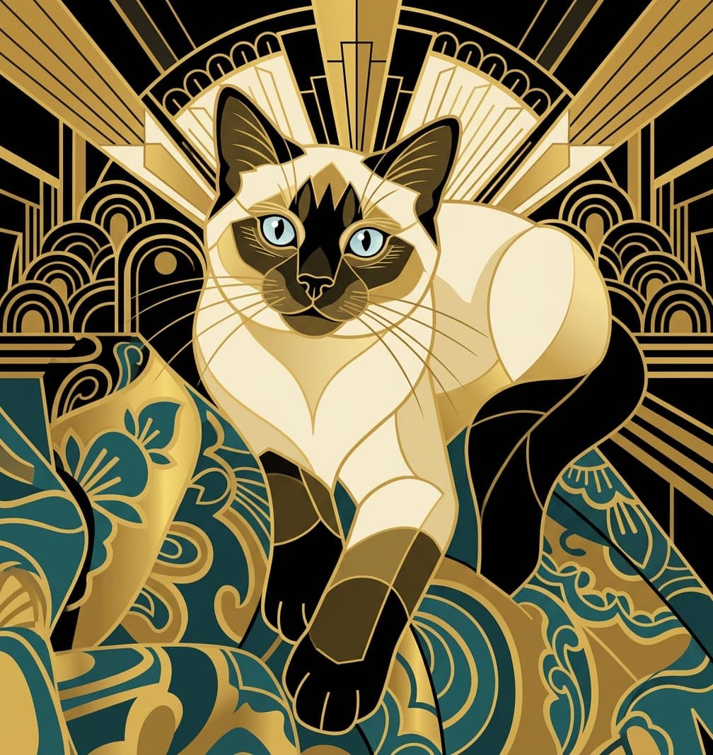 The same cat as a art deco portrait