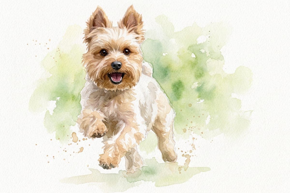 The same dog as a watercolour portrait