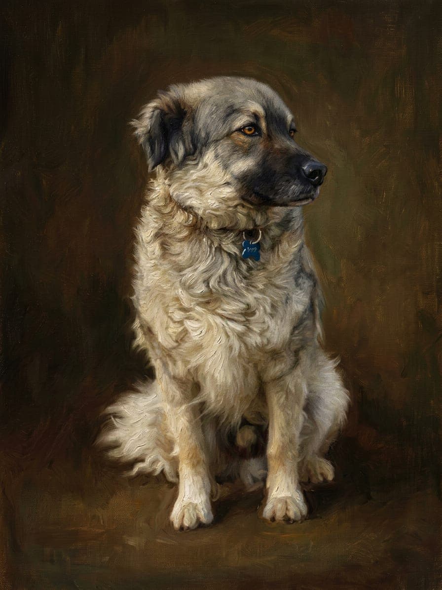 A dog as a oil painting portrait