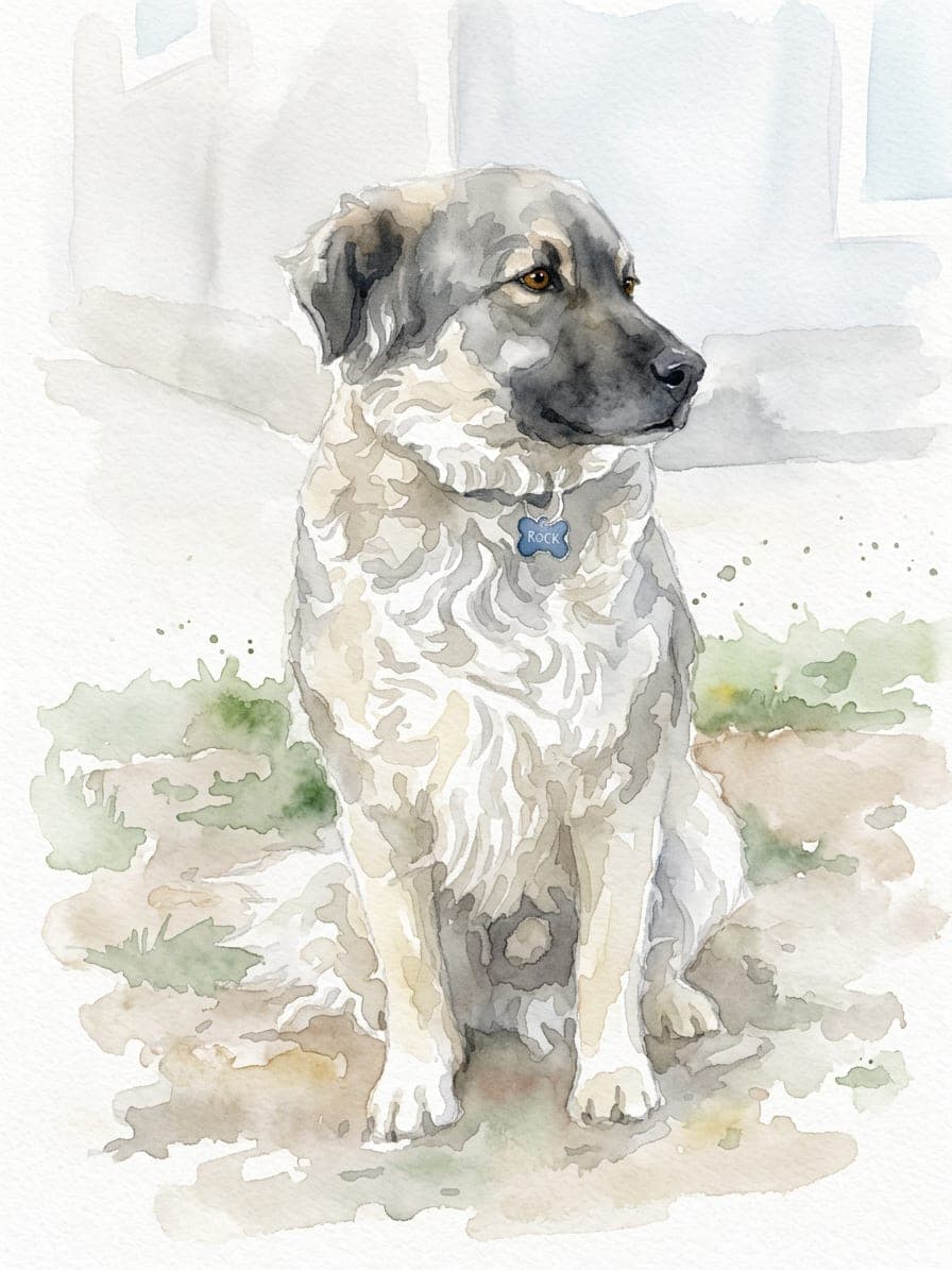 A dog as a watercolour portrait